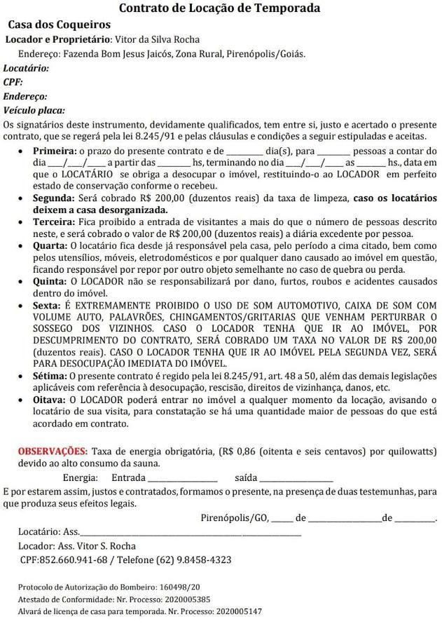 הוילה Pirenópolis Casa Dos Coqueiros מראה חיצוני תמונה
